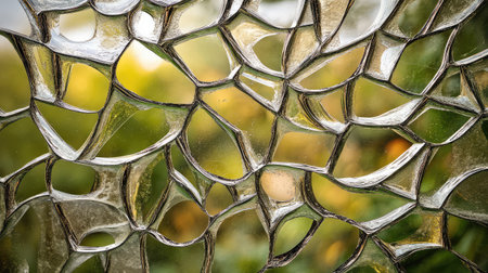 Abstract shattered mirror reflections, with distorted shapes and intricate breakage, leaving the central area open. No text, no people.の素材