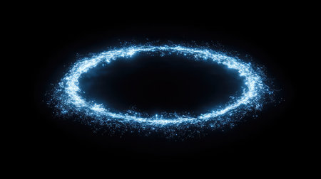 Abstract, glowing particles of light floating in space, creating an ethereal and dreamy effect, with room for text or logos in the center of the frame. No text, no people.の素材