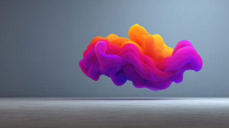 Digital art splash over a grey wall with light gradients, symbol of artistic freedom and visual ideas, space on leftの素材