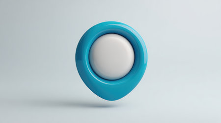 A sleek 3D location pin icon in vibrant blue, featuring a smooth white center. Ideal for digital navigation, mapping, or graphical user interfaces.の素材