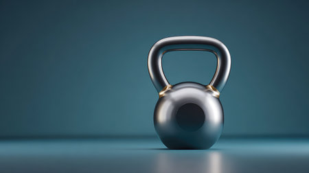A modern kettlebell on a clean background, ideal for fitness projects related to strength training, workout routines, and athletic performance. A symbol of active lifestyle.の素材