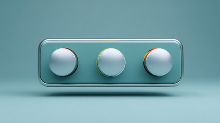 A sleek control panel featuring three shiny knobs, perfect for highlighting modern technology or stylish design elements in various creative projects.の素材