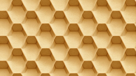This image features a stunning honeycomb pattern in a soft yellow hue, ideal for use in creative projects, modern decor, and stylish background applications across various industries.の素材