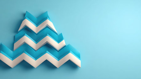 This image showcases a creative arrangement of blue and white zigzag shapes, layered against a light backdrop. Ideal for modern design projects and artistic expressions.の素材