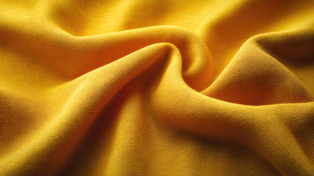 This close-up image showcases a beautifully textured yellow fabric, capturing its softness and luxurious drape ideal for various design applications and creative projects.の素材