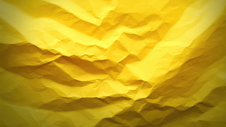 Bright and crumpled yellow paper texture offers a dynamic and engaging background, perfect for creative projects, design work, or artistic expressions.の素材