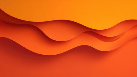 This abstract image features smooth wavy shapes in vibrant orange and warm yellow tones, ideal for use in web design, branding, and artistic presentations.の素材