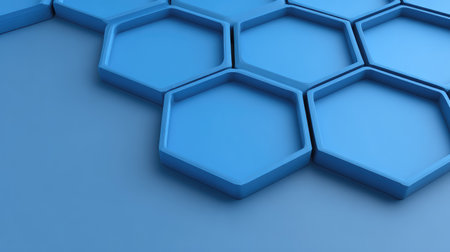 Discover a stylish abstract blue hexagon pattern that offers a modern, clean aesthetic. Perfect for backgrounds, textures, and unique design elements in creative projects.の素材
