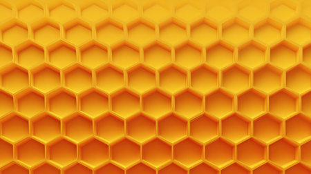 Vibrant close-up of a honeycomb texture featuring hexagonal patterns, ideal for representing natural designs and geometric aesthetics in various creative applications.の素材