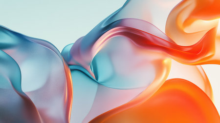 Abstract wavy rainbow pattern background with smooth flowing curves, dynamic colors, and modern design. No text, no people.の素材