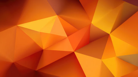 An abstract geometric design featuring vibrant orange and yellow tones with sharp angles and layers, ideal for modern art and digital projects requiring color and texture.の素材