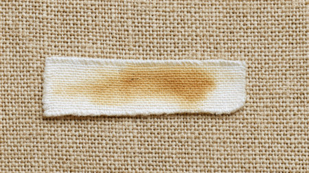 Close-up of a fabric swatch displaying a brown stain, offering inspiration for textile designs, home decor, and crafting projects in neutral tones and textures.の素材