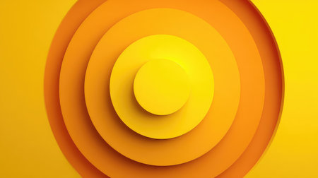 This image features a captivating arrangement of concentric circles in bright yellow and orange tones, ideal for background use or design inspiration.の素材