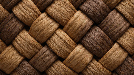 A stunning close-up of braided hair strands in various shades of brown, capturing intricate details and textures ideal for creative and artistic applications.の素材