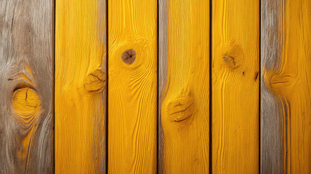 High-quality image of wooden planks featuring a bright yellow hue contrasted with weathered brown accents, ideal for various design and home decor projects.の素材