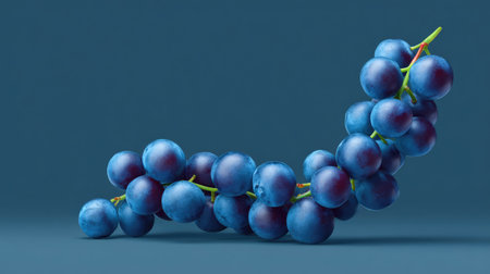 Blueberries forming a curve across frame with negative space filling top and bottomの素材