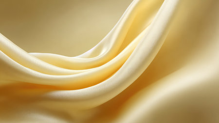 Light yellow silk fabric with gentle curves and sheen, top view with ample copy spaceの素材