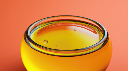 Light yellow glass surface with reflections and transparency effects, top view with blank spaceの素材