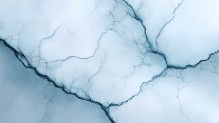Light blue marble texture with veins and smooth finish, top view with space for product visualsの素材