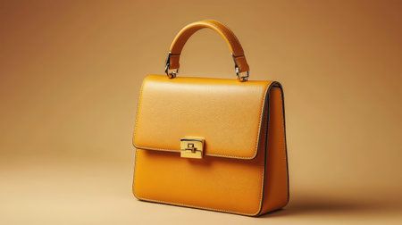 A luxury handbag with gold hardware, placed on a clean background, surrounded by space for text or logos.の素材