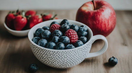 Minimalist desk setup with laptop, coffee mug, and notepad in home office corner. Remote work environment with soft shadows and clear copy spaceの素材