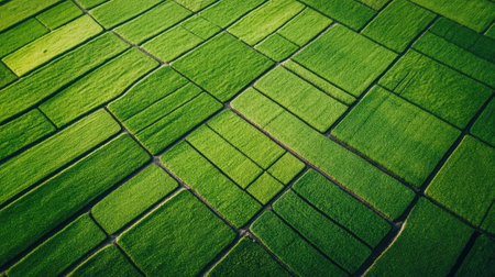 A drone flying through a rice field, taking high-resolution images to monitor growth and water distribution, clean background for textの素材