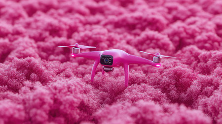 A drone flying over a farm with a sensor system in place, capturing real-time crop health data, clean background for textの素材