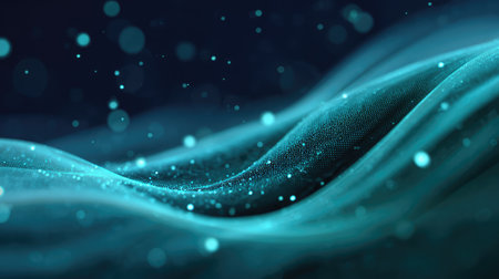 Abstract data visualization background with swirling light patterns and dynamic glowing effects, space for textの素材