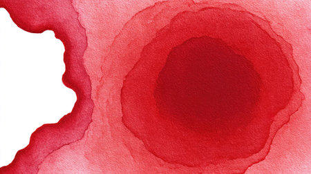 Artistic red watercolor texture forming soft organic patterns, leaving space for design in centerの素材
