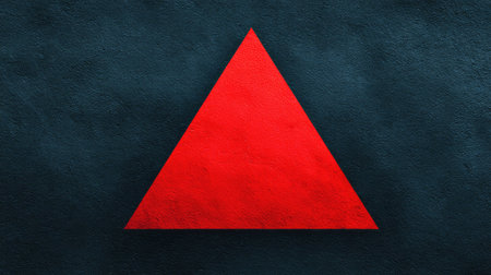 Background with bold red triangle layered over black texture, modern layout with clean center spaceの素材