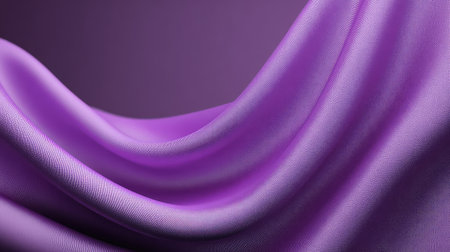 Smooth satin purple fabric folds creating elegant texture, abstract curves and open area for copyの素材