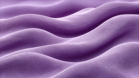 Soft pastel purple waves flowing diagonally with gentle curves on a light textured surfaceの素材