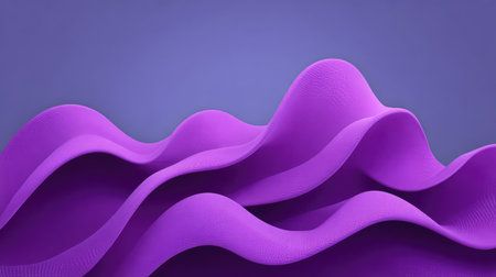 Smooth purple waves flowing diagonally across a soft gradient background, creating a calming abstract design with plenty of copy space in the centerの素材
