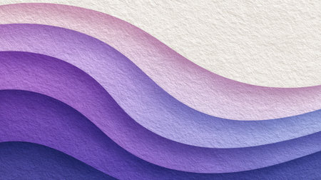 Soft pastel purple waves flowing diagonally with gentle curves on a light textured surfaceの素材