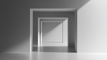 A pale gray backdrop with a subtle ombre effect, creating a sophisticated, neutral space for your branding or text.の素材