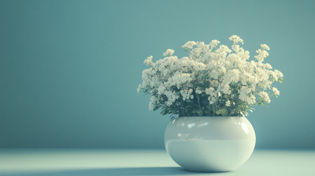 A modern centerpiece arrangement of fresh flowers in a decorative vase, with a clean background and ample space for creative design.の素材