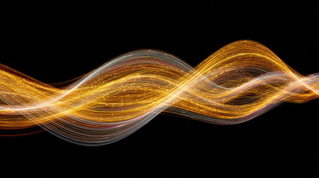 Abstract golden light trails forming festive pattern with copy spaceの素材