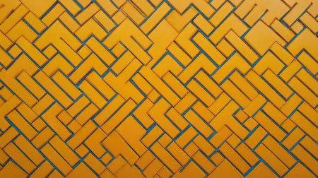 This vibrant geometric pattern features interlocking shapes in striking yellow and blue, serving as a perfect backdrop for various creative projects and designs.の素材