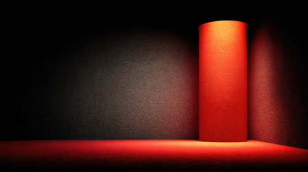 Red spotlight on black textured surface, dramatic lighting creating a moody contrast with copy space in middleの素材