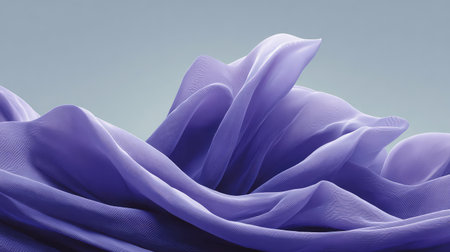 Soft violet wave patterns resembling flowing fabric, gentle curves with spacious backgroundの素材