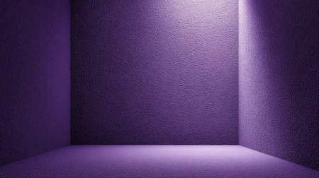 Deep purple textured wall with gentle shadows and lighting from above, empty space for layoutの素材