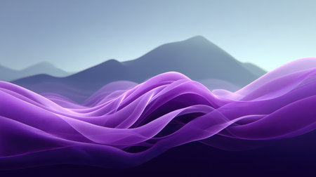 Abstract layered purple waves fading into soft focus, creating an ethereal and calm atmosphereの素材