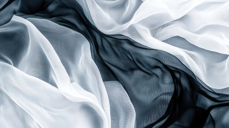 Repeating wave pattern in minimal black and white lines, abstract and bold background with open copy spaceの素材