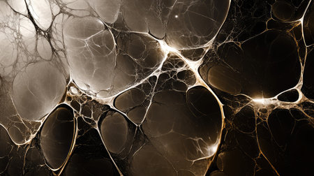 Cracked dry mud texture with organic fractal patterns in soft brown tones, natural earth copy spaceの素材