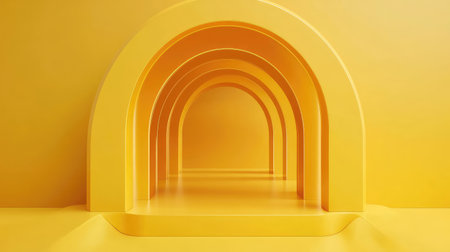 Bright lemon yellow surface with clean center and energetic ambiance, playful and optimistic copy spaceの素材