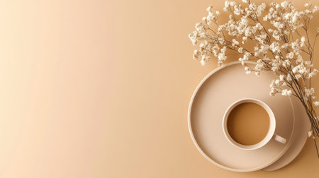 Subtle gradient of brown to beige resembling coffee tones, warm minimal copy space with cozy vibesの素材