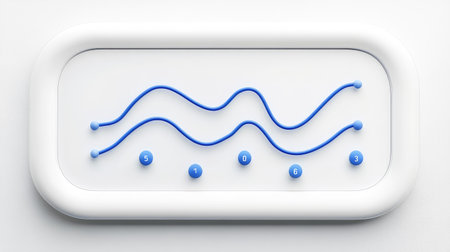 A top-down view of a digital tablet with stock price graphs, offering space to insert text on market trends, stock growth, or price forecastingの素材