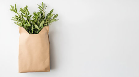 Close-up of eco-friendly product packaging with empty space for promotional copy for online retail storesの素材