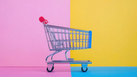 Close-up of a smartphone with an online shopping cart app interface, leaving ample space for text about discounts or dealsの素材