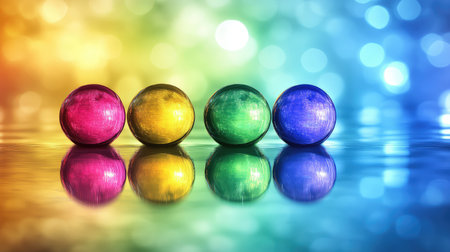 Bright desktop with reflective surfaces, clean look, and soft copy backgroundの素材